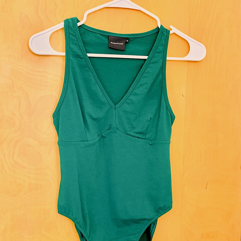 Richer Poorer Bodysuit tank -evergreen